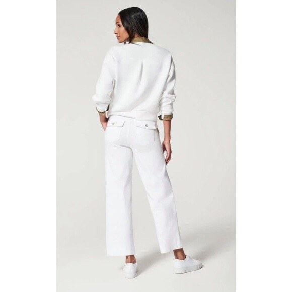 NWT SPANX Stretch Twill Cropped Wide Leg Pant Classic White 20312R Size XL - Picture 5 of 12